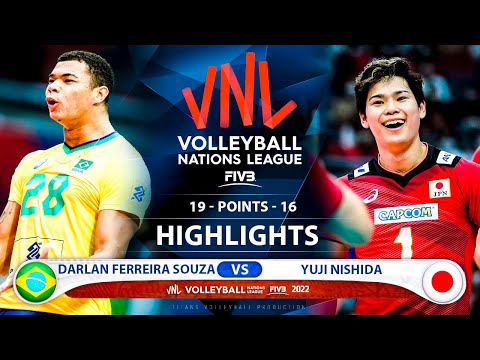 Darlan Ferreira Souza vs Yuji Nishida | Brazil vs Japan | Highlights | Men's VNL 2022 (HD)