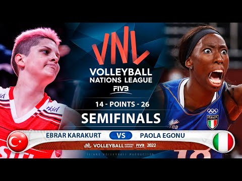 Ebrar Karakurt vs Paola Egonu | Turkey vs Italy | Semifinals | Highlights | VNL 2022 (HD)