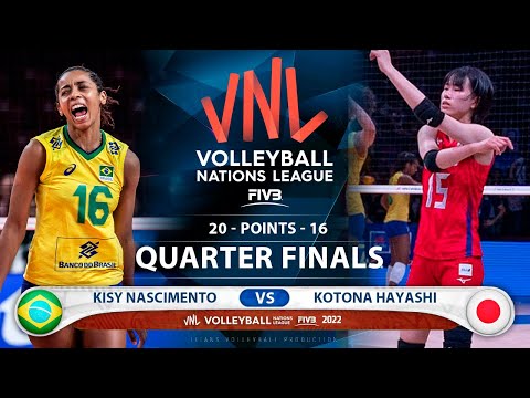 Kisy Nascimento vs Kotona Hayashi | Brazil vs Japan | Quarter Finals | Highlights |  VNL 2022 (HD)