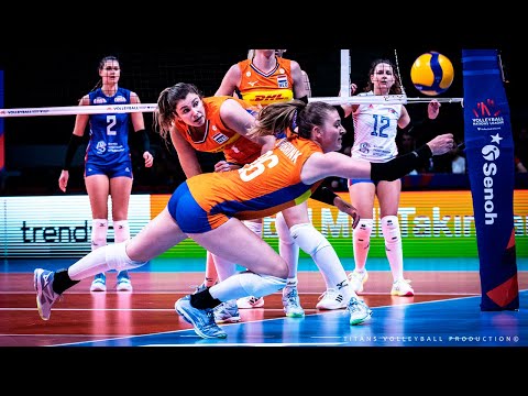 Netherlands vs Serbia VNL 2022 - Best Volleyball DIGS SAVES | Long Volleyball Rally