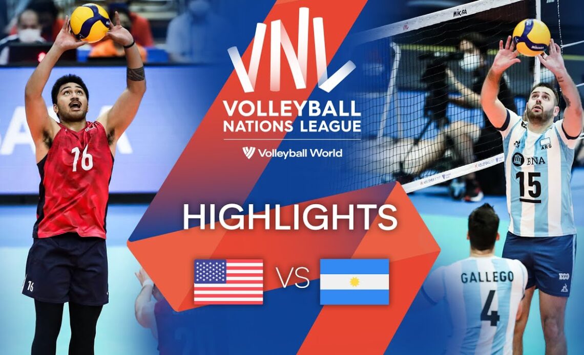🇺🇸 USA vs. 🇦🇷 ARG - Highlights Week 3 | Men's VNL 2022