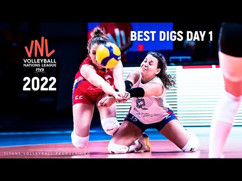 Volleyball Highlights VNL 2022 DAY 1 - Best Volleyball DIGS SAVES