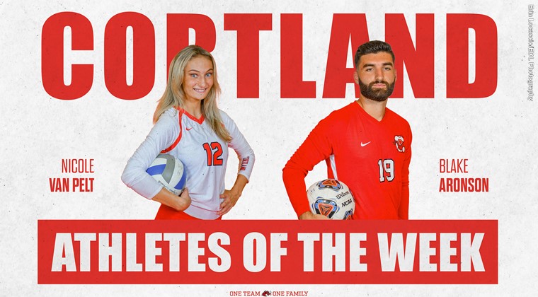 Nicole Van Pelt and Blake Aronson Named SUNY Cortland Athletes of the Week