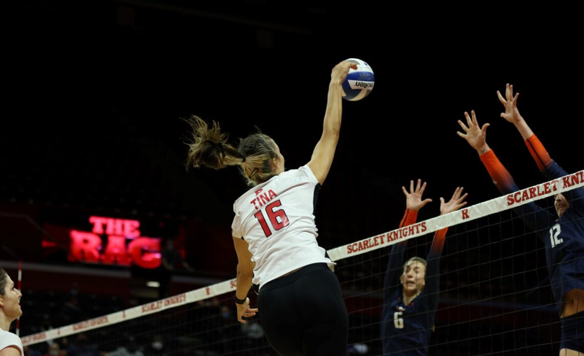 Kristina Grkovic going for a kill against Illinois at the RAC