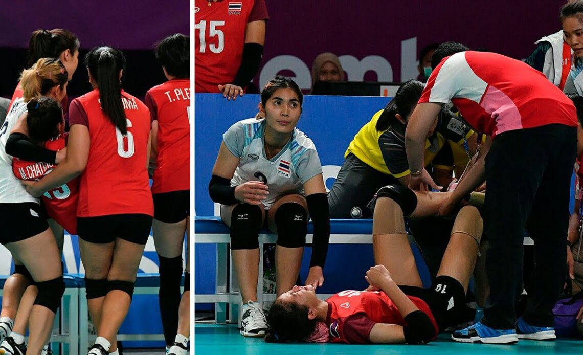 Sad Moments of the Thailand Team | Injuries | Dangerous Collisions | HeadShots | VNL 2022