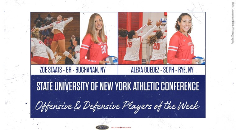 Zoe Staats and Alexa Guedez Earn Weekly SUNYAC Volleyball Honors