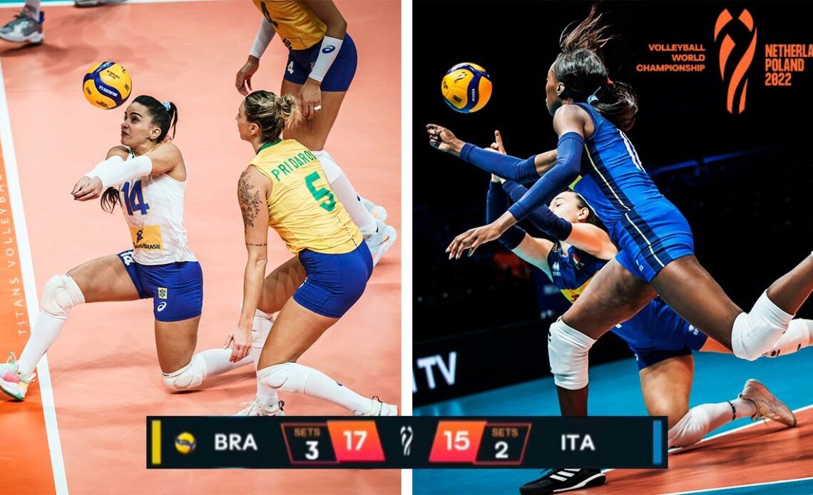Italy vs Brazil - Unbelievable Volleyball Digs Saves | LONG RALLY | World Championship 2022