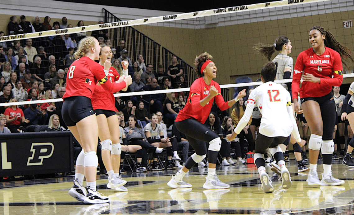 Maryland volleyball upsets No. 9 Purdue with 3-0 road sweep