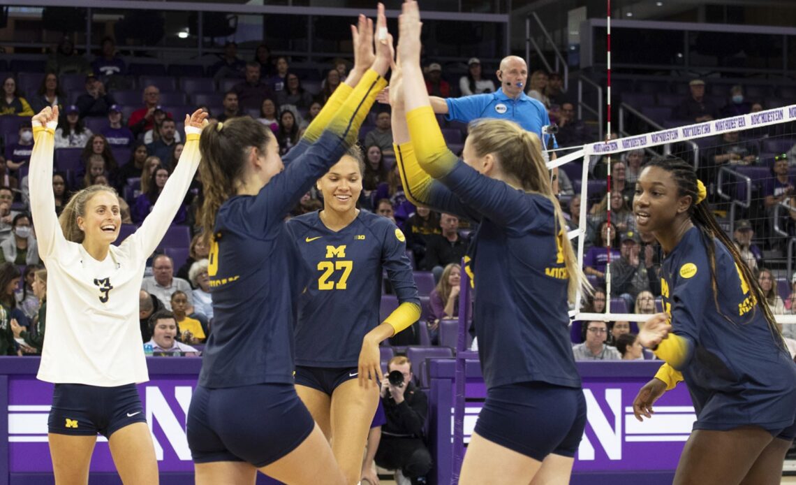 Michigan Takes Down Northwestern on Road in Four Sets