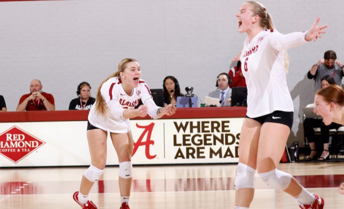 Dru Kuck and Abby Marjama celebrate vs. Missouri