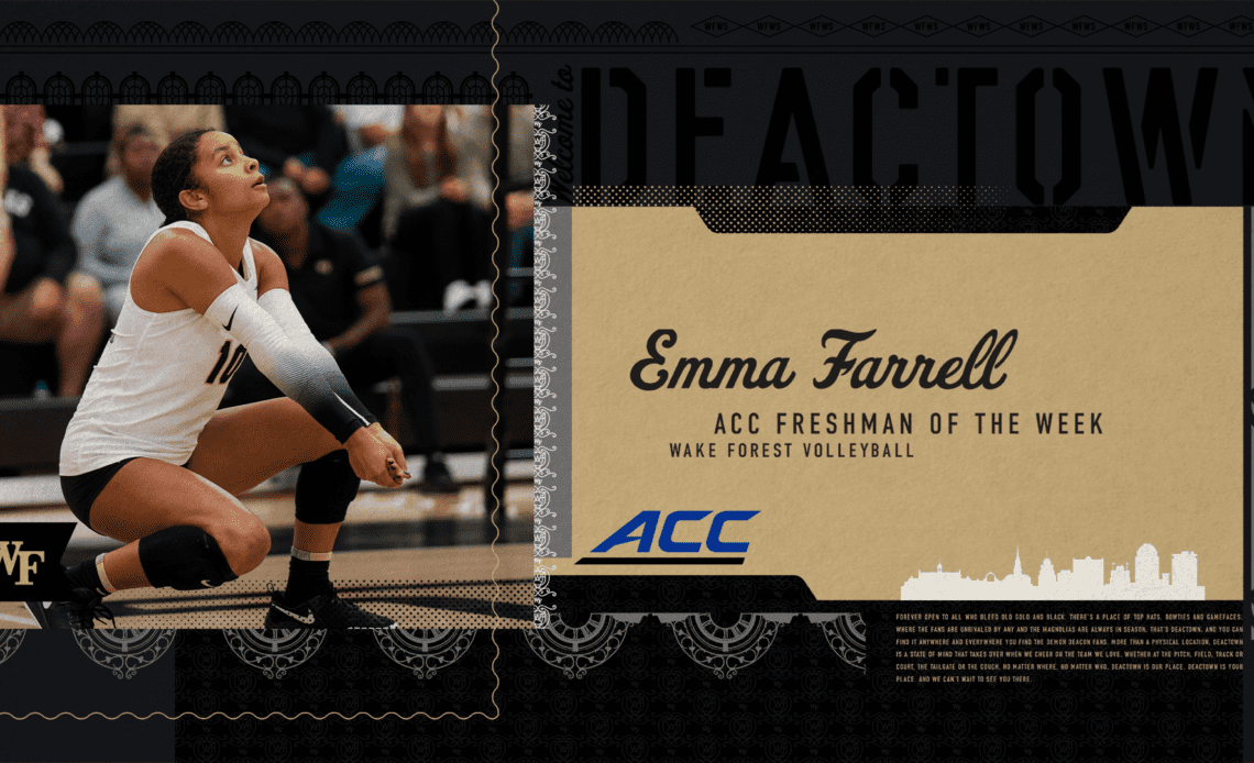 Farrell Lands Second ACC Freshman of the Week Honor