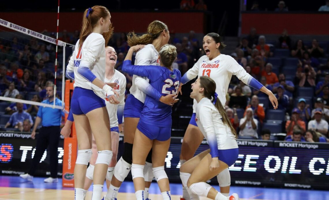 during the Gators' match against the Missouri Tigers on Friday, November 4, 2022 at Exactech Arena at the Stephen C. O'Connell Center in Gainesville, Fla. / UAA Communications photo by Gabriella Whisler