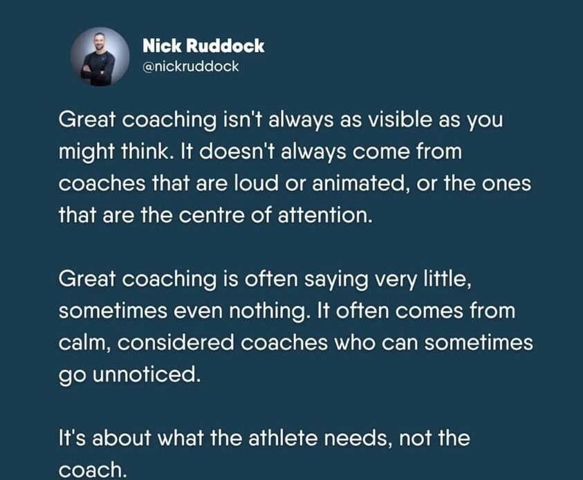 It's about what the athlete needs, not the coach