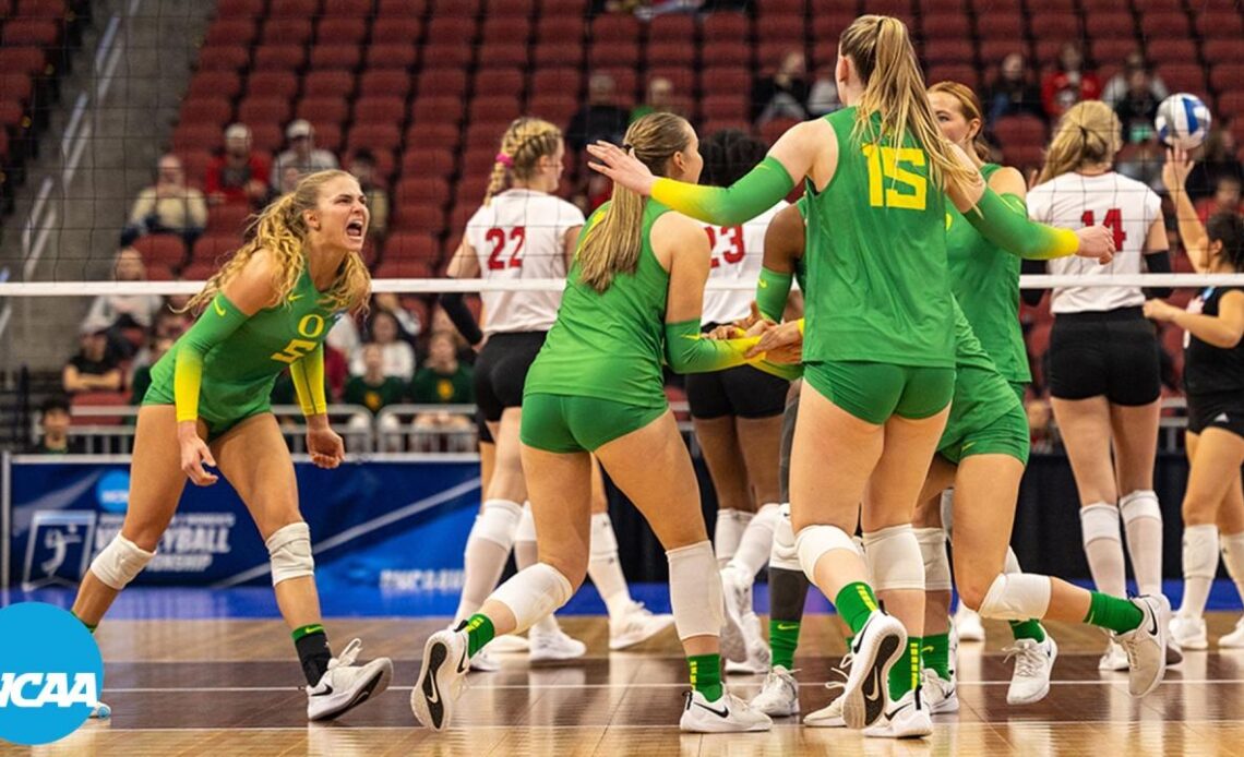 Fantastic 4th set finish, full 5th set from Oregon-Nebraska volleyball