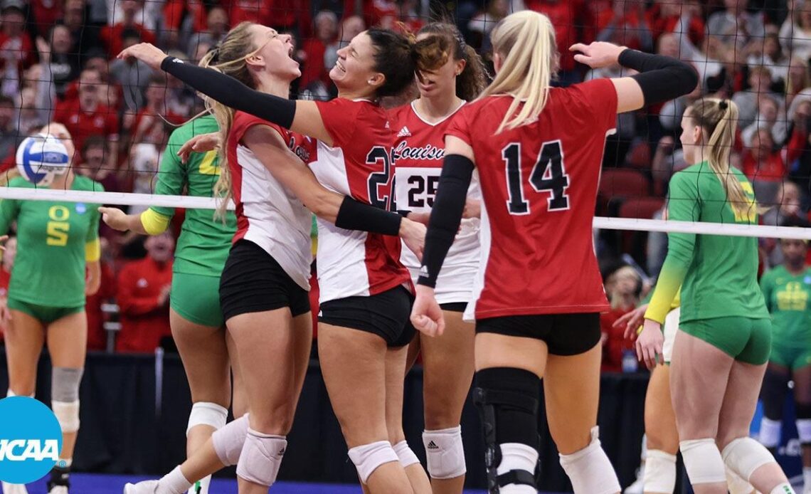 Fourth set comeback and full 5th set from Louisville-Oregon in the 2022 NCAA volleyball regional finals