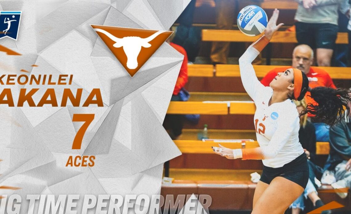 Keonilei Akana serves up 7 aces in Texas volleyball's first-round win