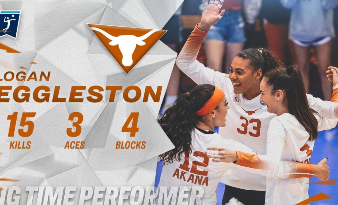 Logan Eggleston's 15 kills, 3 aces, 4 blocks lead Texas to regional final