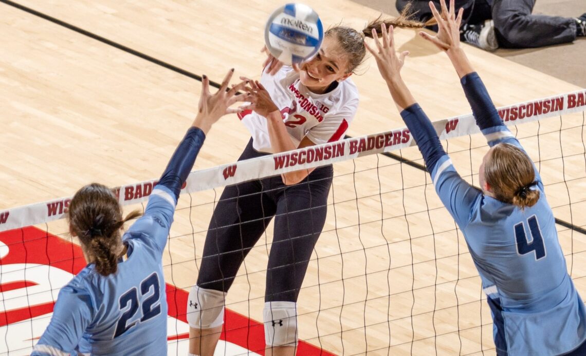 Wisconsin and Marquette volleyball play in Fiserv Forum in 2023