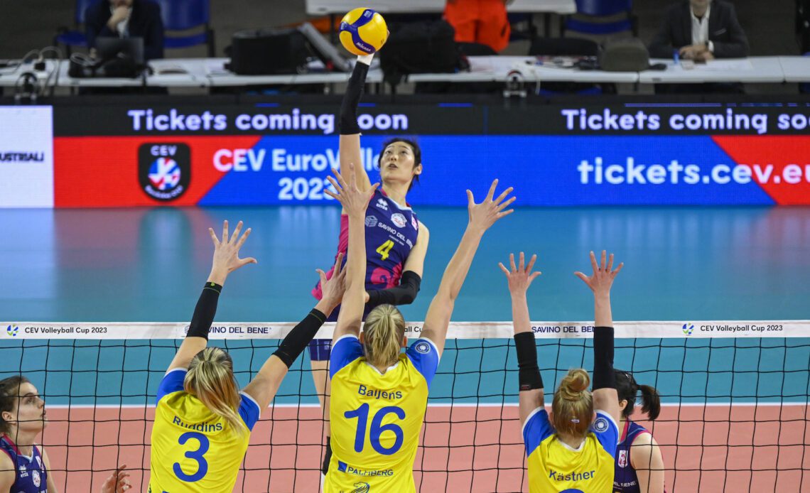 WorldofVolley :: CEV CUP W: Busto Arsizio KO, Scandicci defeated Schwerin after 5 sets, Olympiacos convincing