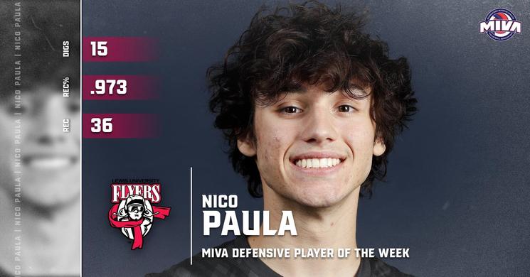 Nico Paula Named MIVA Defensive Player of the Week