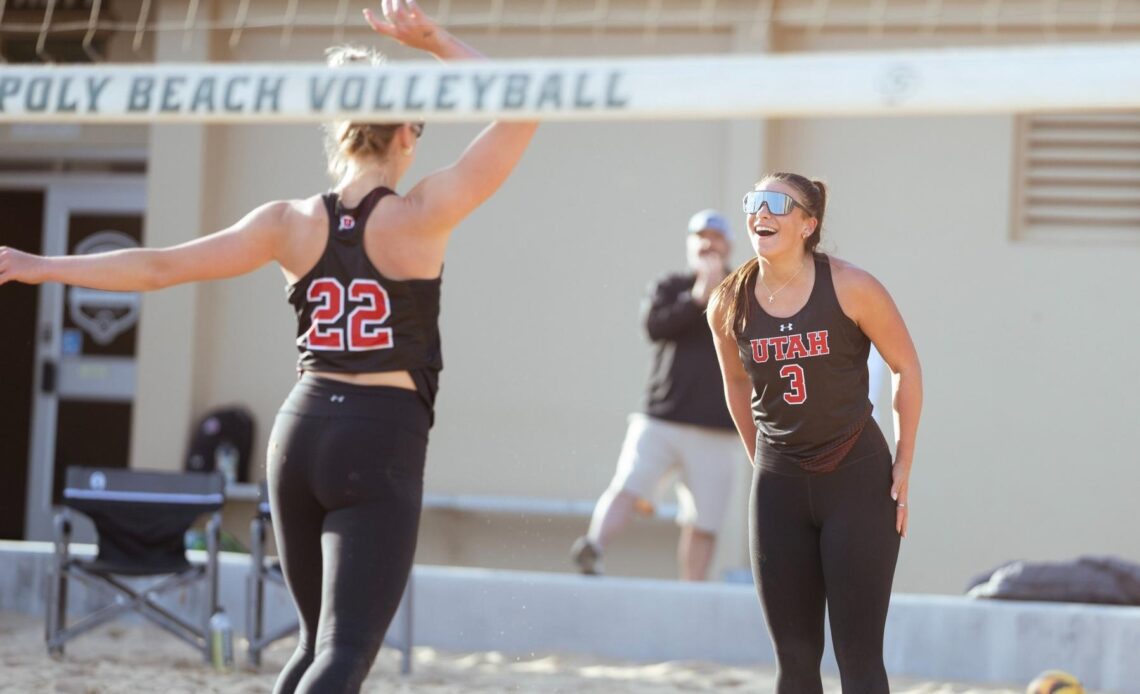 Utah Beach Volleyball Downs Santa Clara, Falls at Cal Poly on Wednesday