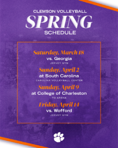 Volleyball Announces 2023 Spring Schedule – Clemson Tigers Official Athletics Site