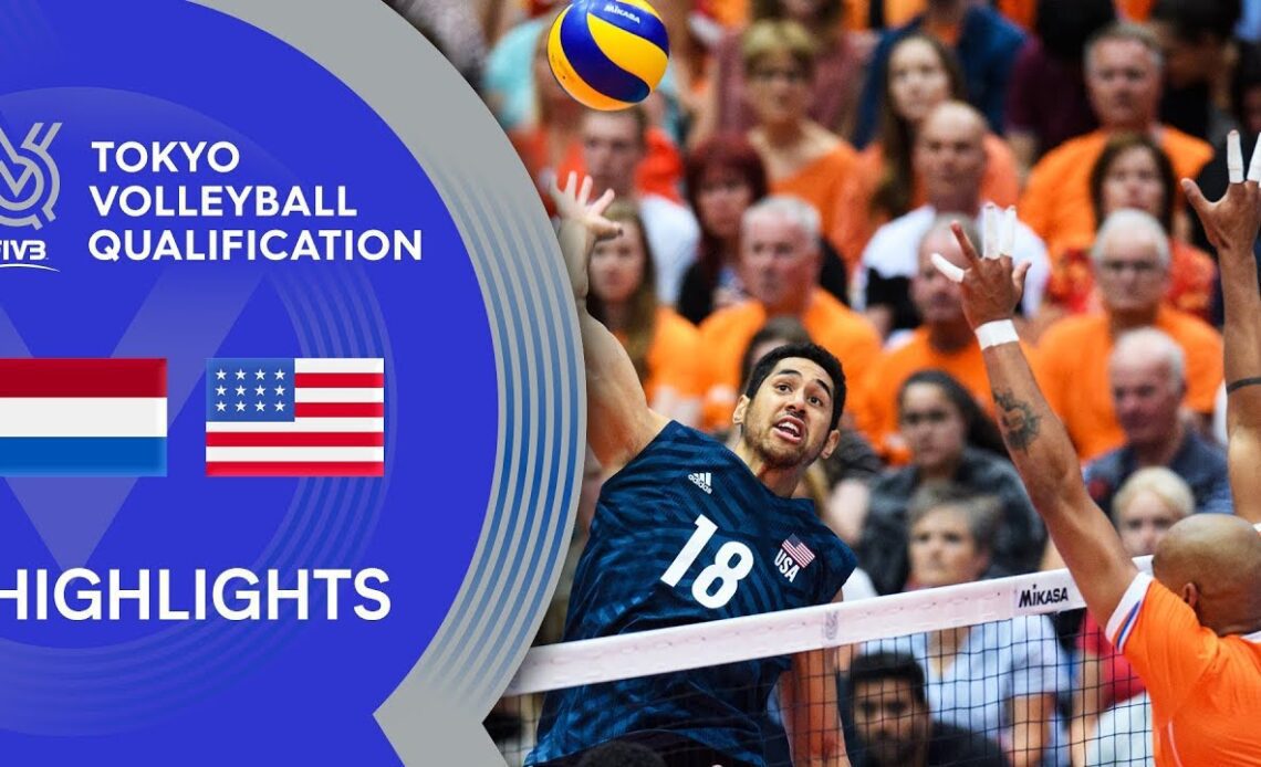 NETHERLANDS vs. USA - Highlights Men | Volleyball Olympic Qualification 2019
