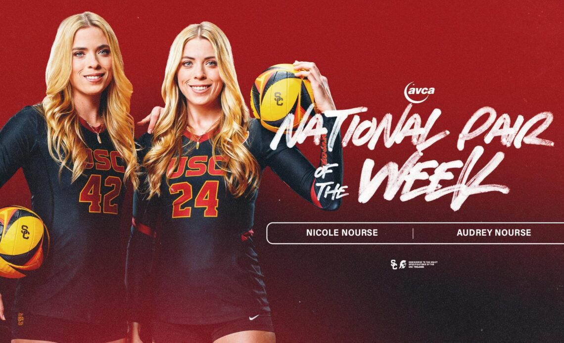 USC Beach Volleyball's Audrey and Nicole Nourse Named AVCA National Pair of the Week