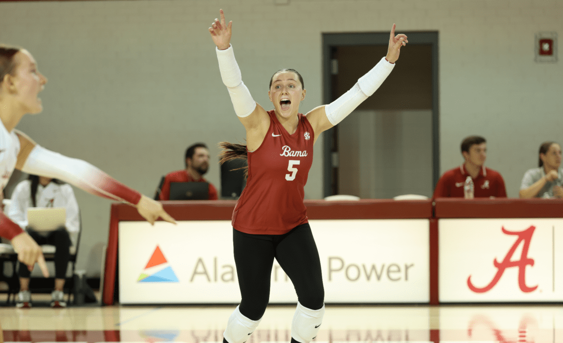 Alabama Volleyball Sweeps MVSU and Saint Louis to Open Season Friday