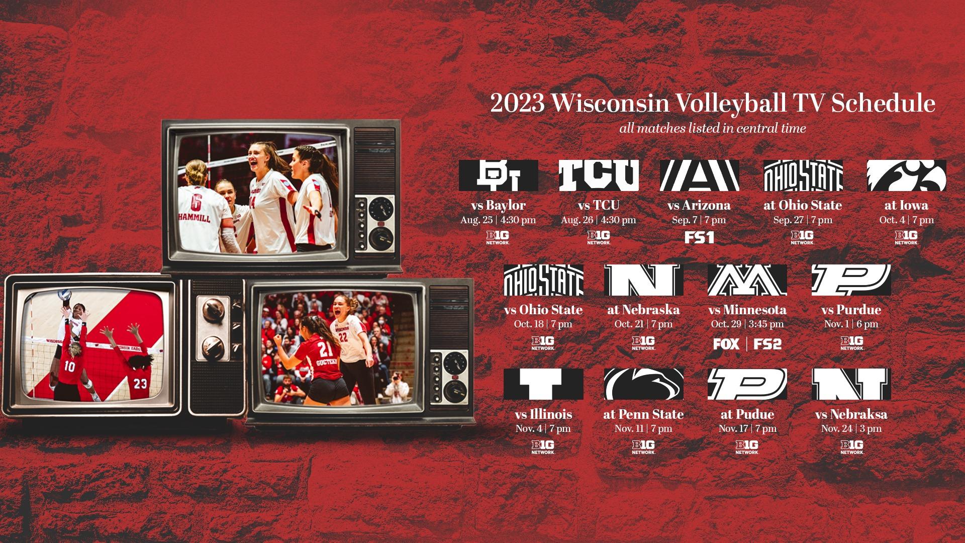 Volleyball Announces Tv Schedule Wisconsin Badgers VCP Volleyball