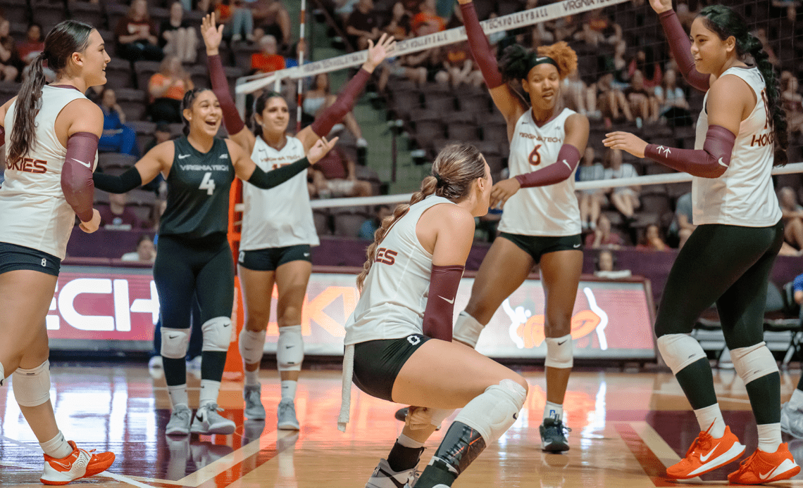 Four Hokies record double digit kills in four set victory over Fairleigh Dickinson