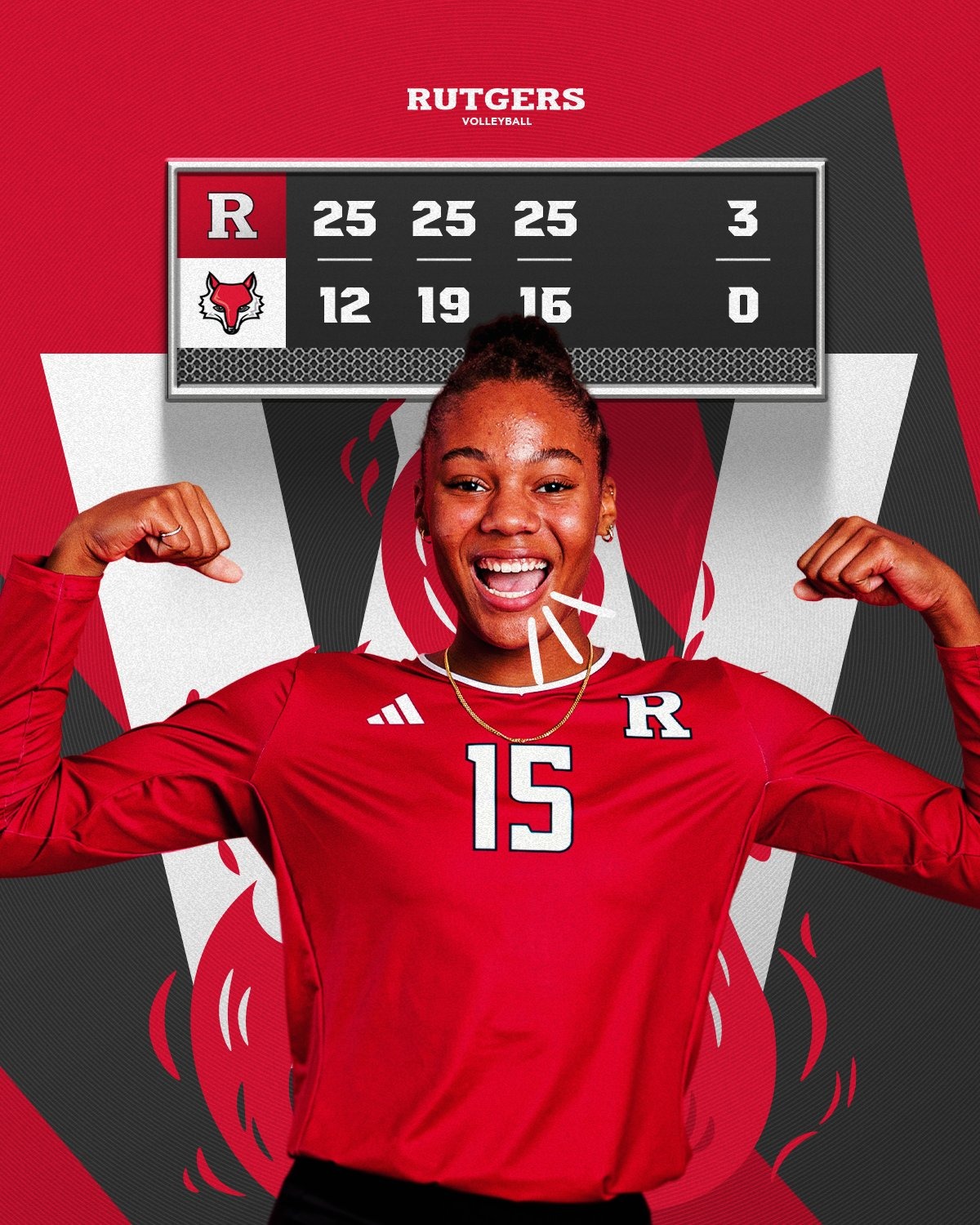 Victory graphic over Marist featuring Zora Hardison