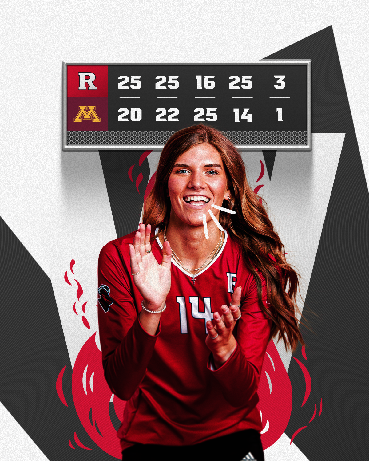 Victory Graphic over No. 16 Minnesota featuring Anna Hartman