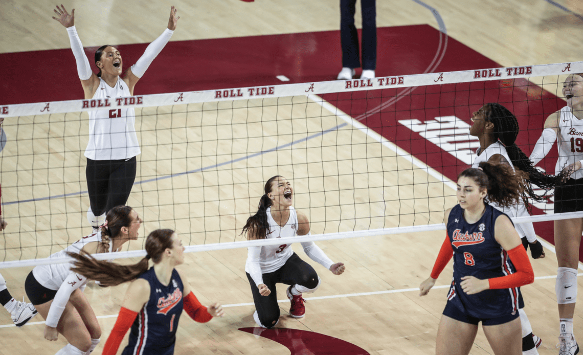 Alabama Drops Hard-Fought Four Set Contest vs. 24th-Ranked Auburn Sunday