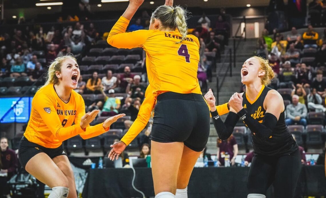 Volleyball celebration vs. Stanford