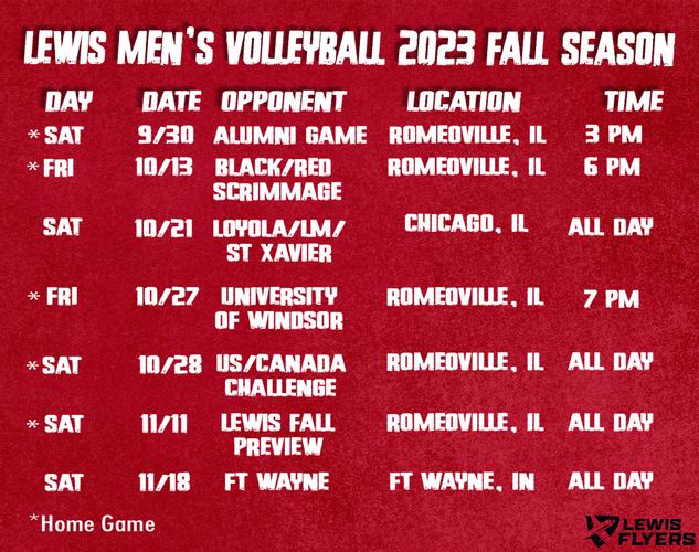 MVB Fall Schedule 2023