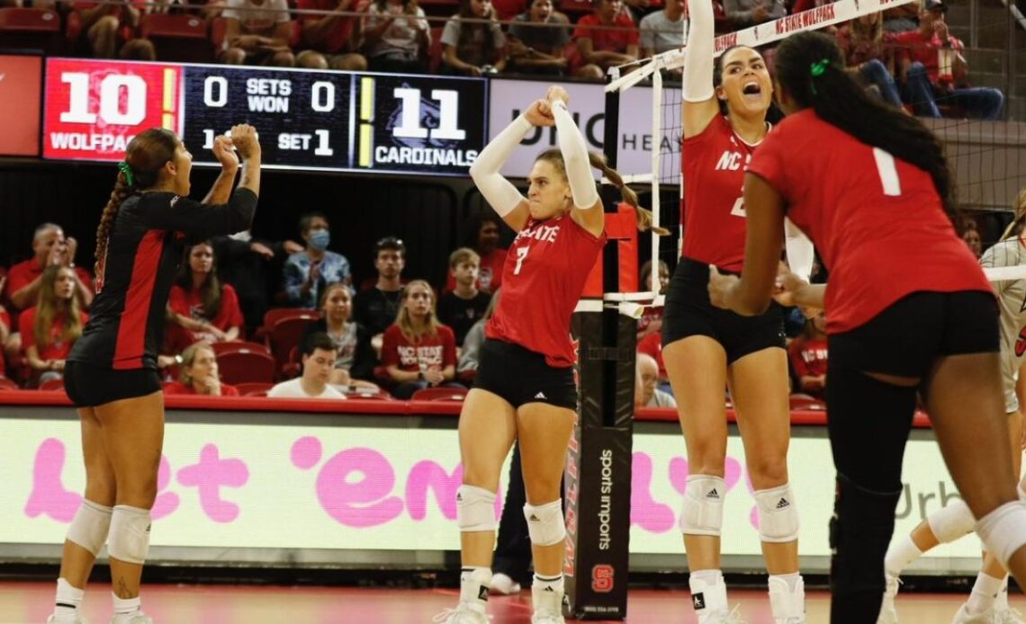 NC State volleyball stuns No. 5 Louisville in four sets for first ever top-5 victory