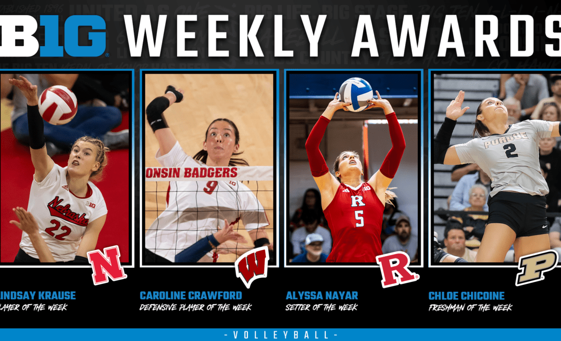 Nebraska, Wisconsin, Rutgers and Purdue Earn Weekly Volleyball Honors