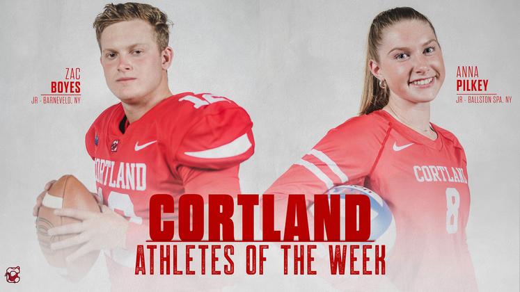 Anna Pilkey and Zac Boyes Named SUNY Cortland Athletes of the Week
