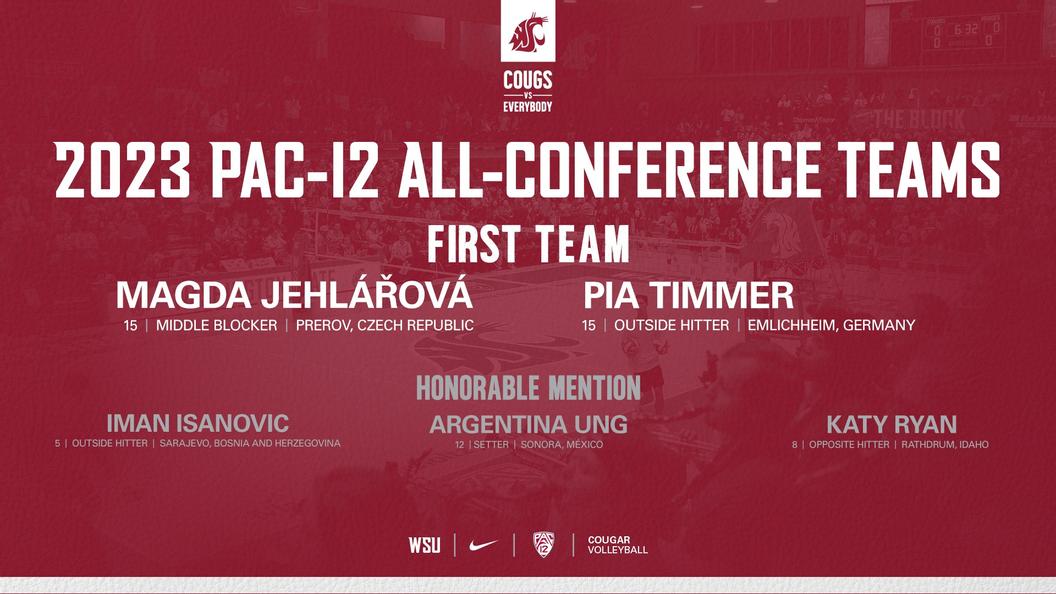 Jehlárová and Timmer named first-team all-conference, five Cougs recognized on All-Pac-12 teams