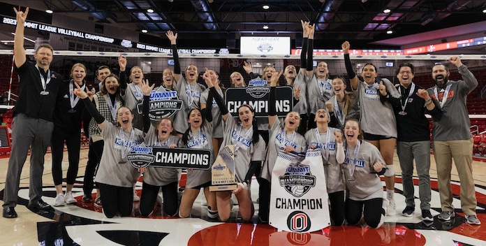 NCAA volleyball: Omaha wins The Summit; OVC, MVC finals set; Oregon tops USC