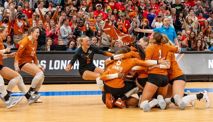NCAA volleyball championship stunner! Texas sweeps Nebraska