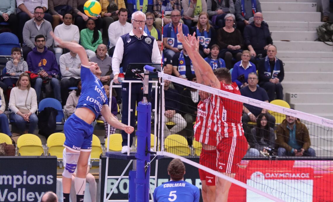 WorldofVolley :: CEV CL M: Knack Roeselare Suffers Clean Sweep Defeat by Olympiacos Piraeus in CEV Champions League