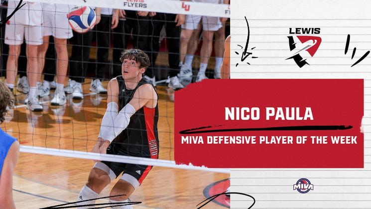 Lewis' Paula Earns MIVA Defensive Player of the Week Award for Third Time this Season