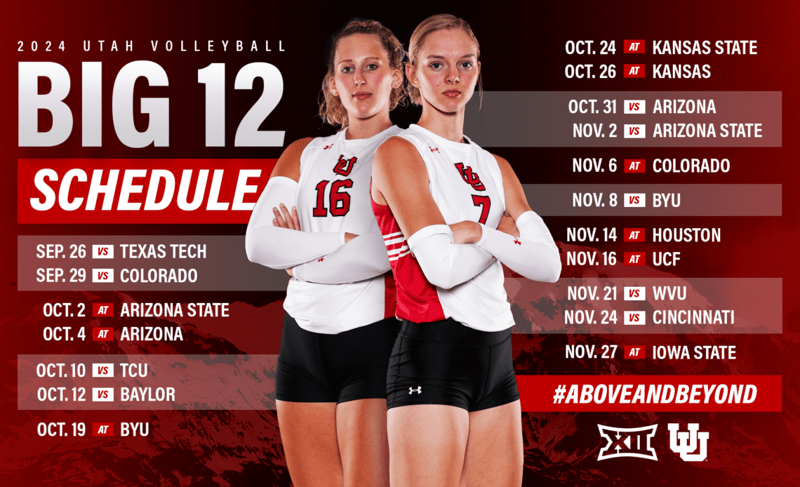 Utah Volleyball Announces Big 12 Schedule