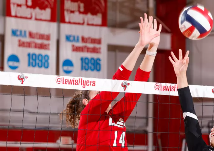 #23 Lewis Women's Volleyball Defeats #24 Regis; Falls to (RV) Dallas Baptist Saturday