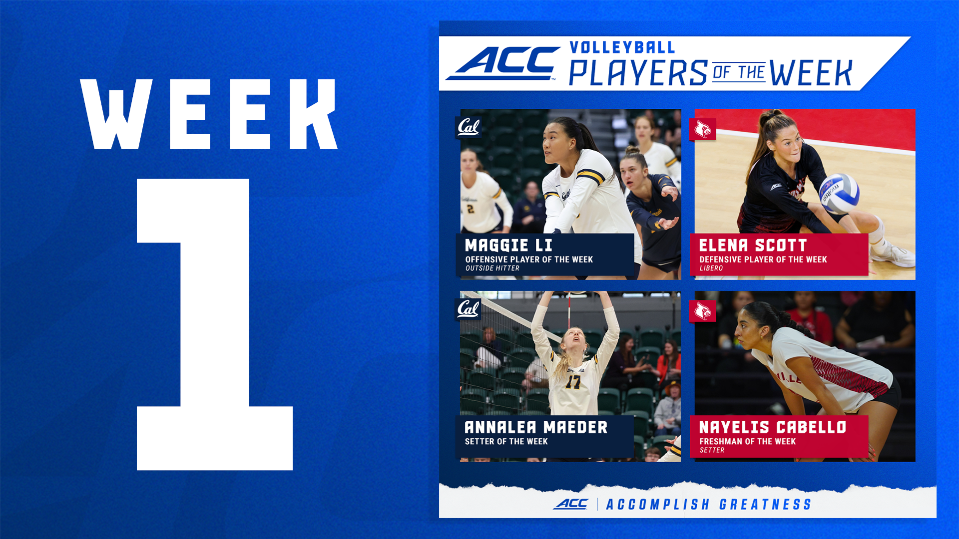 ACC Unveils First Volleyball Players of the Week of 2024