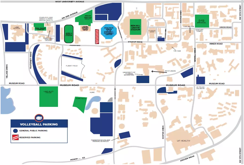 Parking Map for Texas Vball